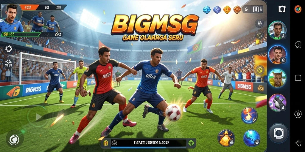 Screenshot gameplay BIGMSG yang menampilkan pertandingan seru olahraga.
