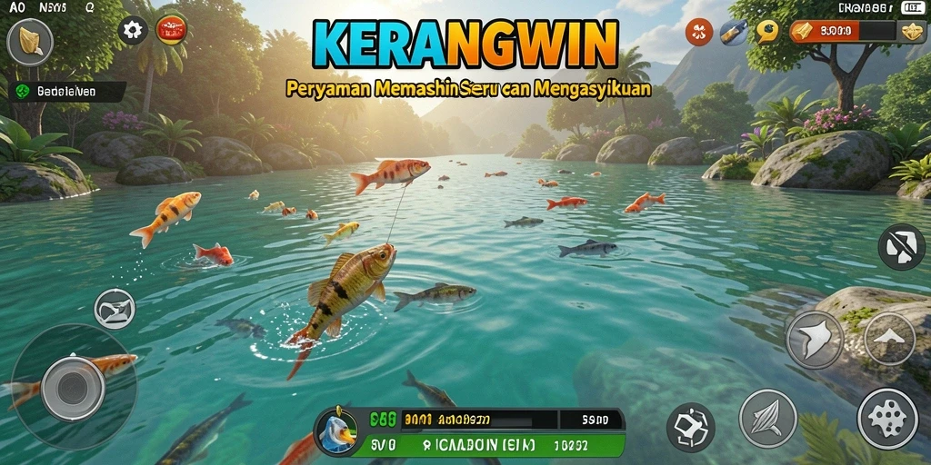 Tampilan menarik gameplay KERANGWIN saat menangkap ikan.