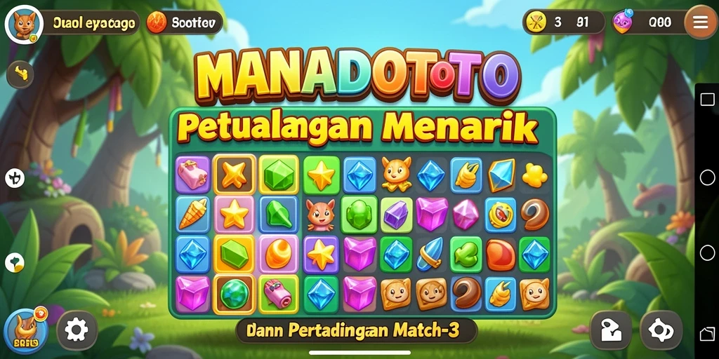 Screenshot gameplay MANADOTOTO yang menunjukkan keseruan mencocokkan elemen.