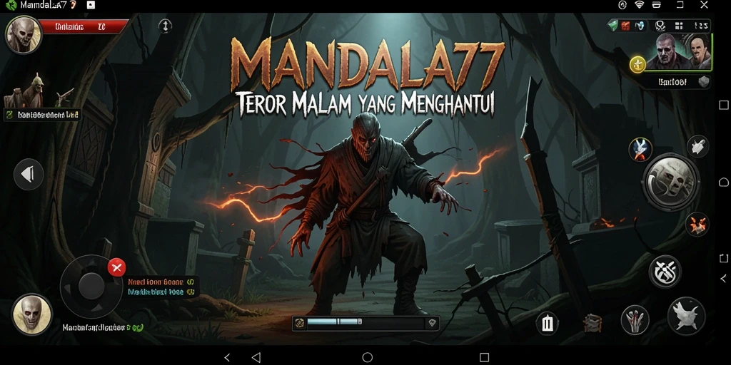 Tangkapan layar gameplay MANDALA77 yang menampilkan suasana horror yang mencekam.