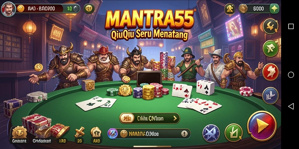 Tampilan menarik dari gameplay QiuQiu dalam MANTRA55.