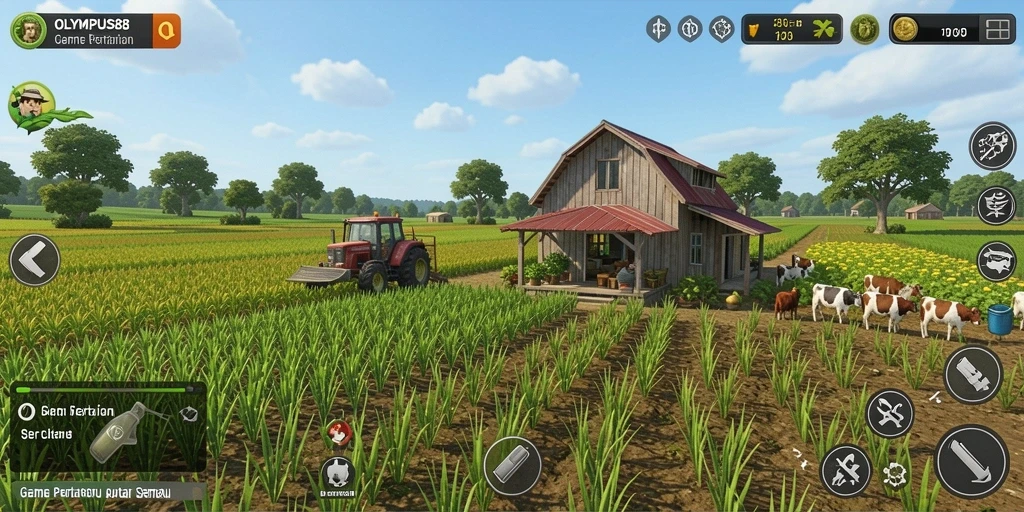 Tampilan menarik gameplay OLYMPUS88 saat bertani.