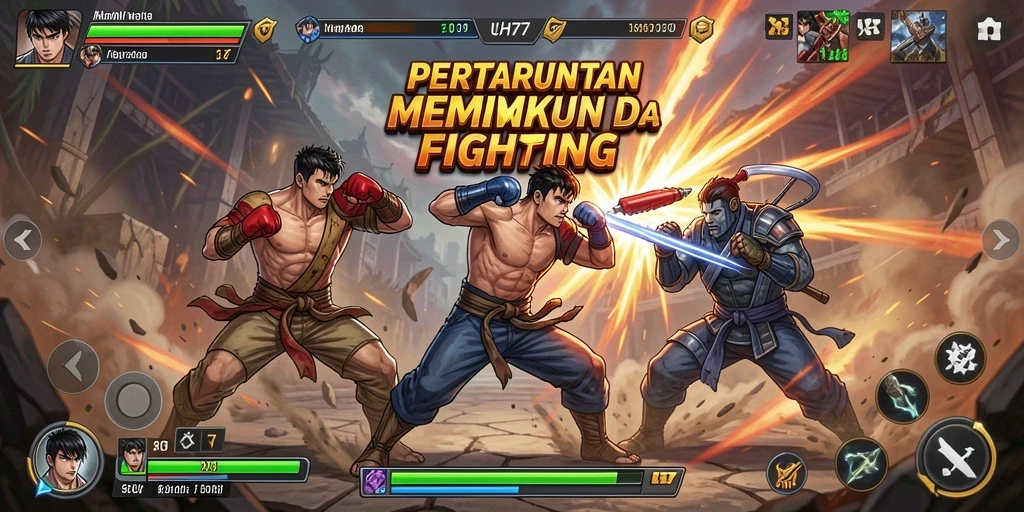 Gameplay UH77 yang intens dan menegangkan saat bertarung.